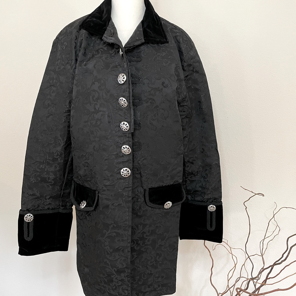 Blackrock Mens Small Black Brocade and Velvet Steampunk Coat